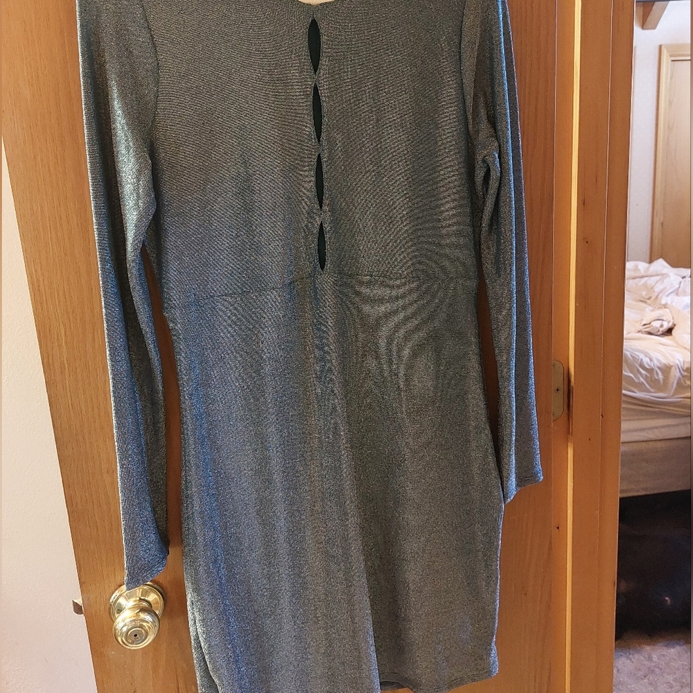 Hollister Sparkly Teal Long Sleeve Dress
